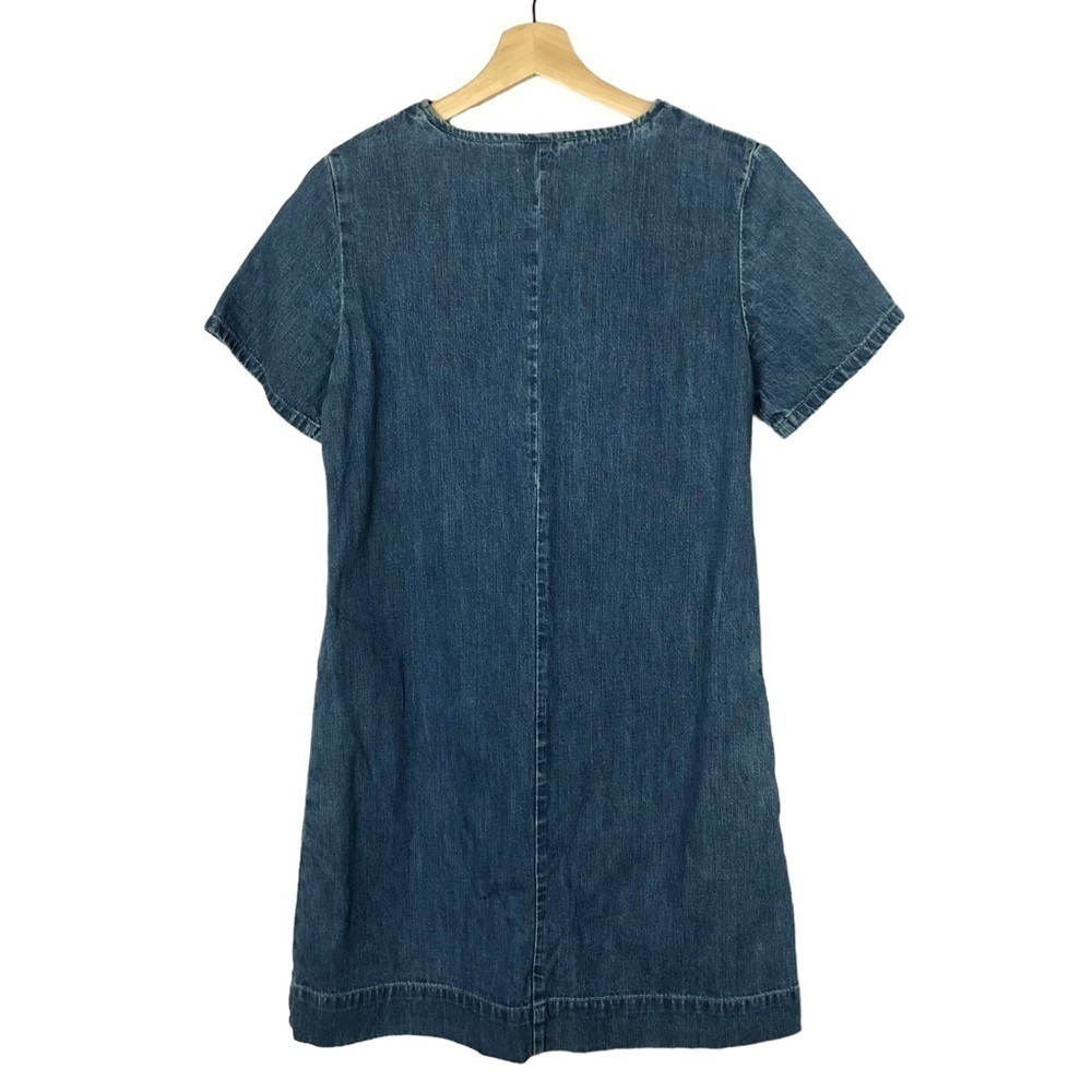 J. Crew‎ Blue Denim Short Sleeve V-Neck Mini Dress 4 - Picture 4 of 6